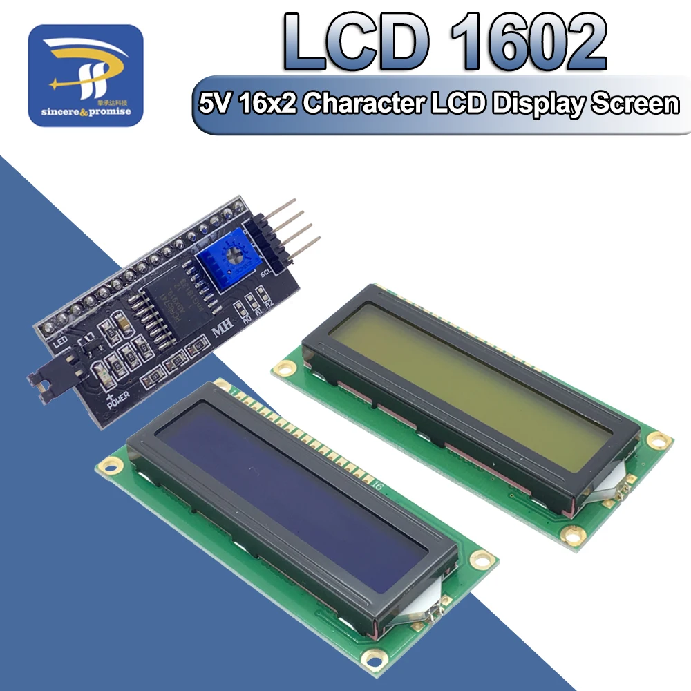 LCD1602 PCF8574T PCF8574 IIC/I2C/Schnittstelle 16x2 Zeichen LCD Display Modul 1602 5V Blau/gelb Grün