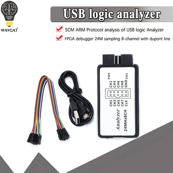 USB Logic Analyzer 24MHz 8 Kanal 24M/sekunden Logic Analyzer Debugger Für ARM FPGA Logic Analyzer Logic 24M