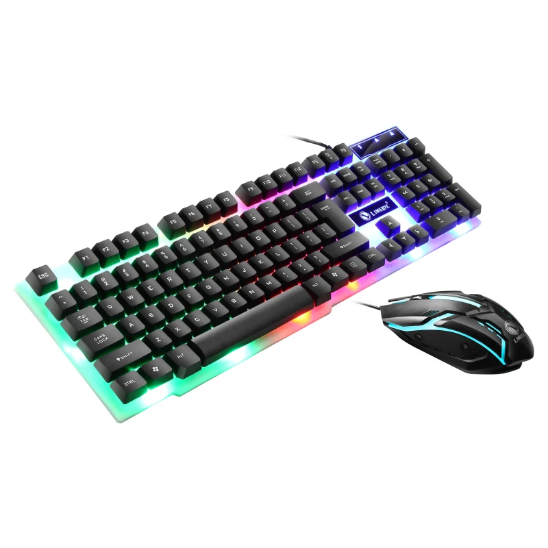 USB-kabelgebundenes Gaming-Tastatur-Maus-Set, PC, Regenbogenfarben – Bild 2