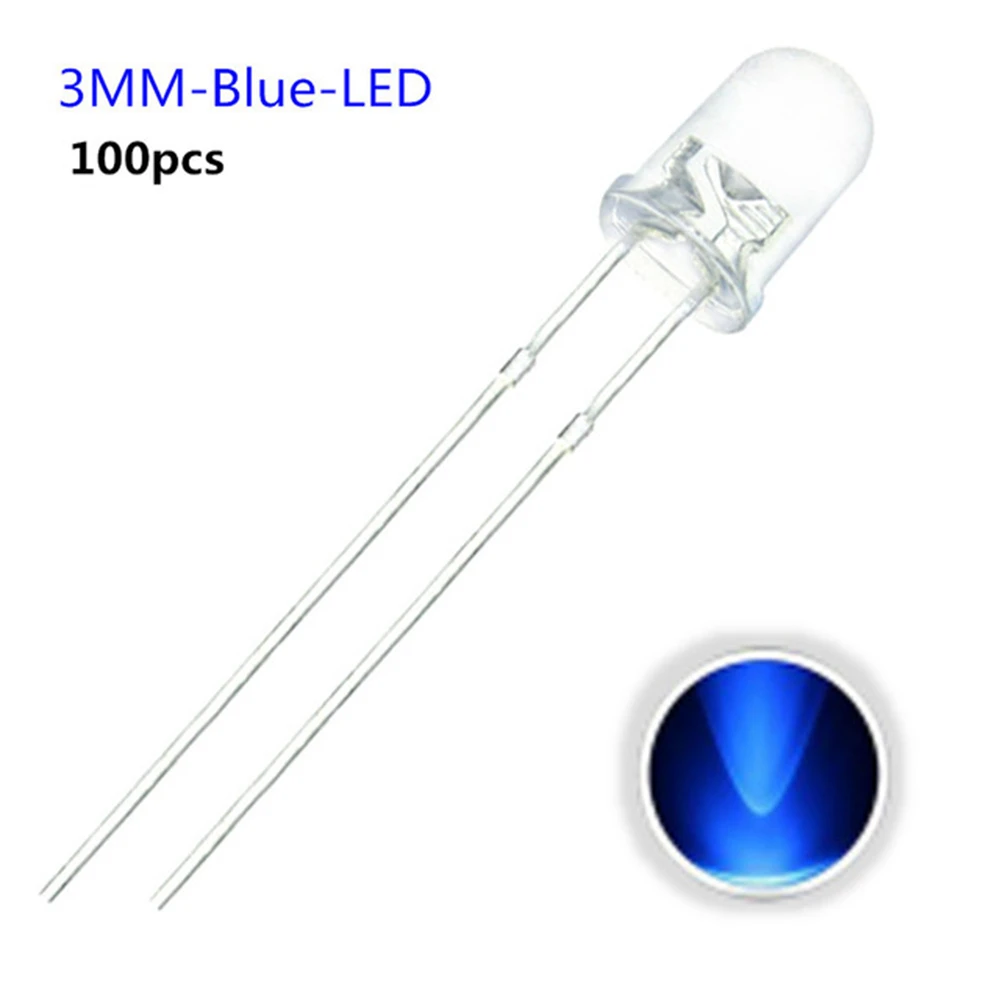 3 mm LED-Dioden, 3 mm, sortiertes Kit, Weiß, Grün, Rot (100 Stück) – Bild 5