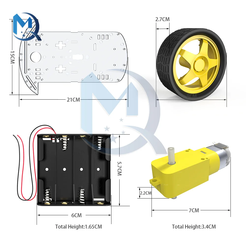 Smart Roboter Auto 2WD Motor Chassis /Tracing Fernbedienung Zwei-rad – Bild 5