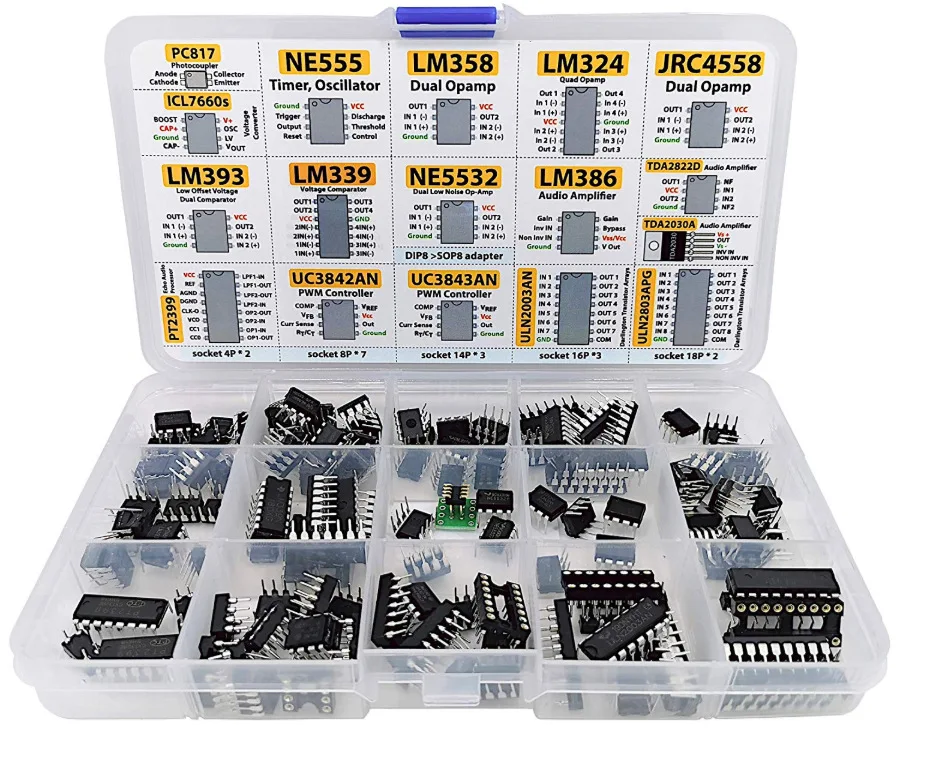 XL IC-Chip-Sortiment, 150 Stück, Opamp, Oszillator, PWM, PC817, NE555, LM358, LM324, JRC4558, LM393, LM339