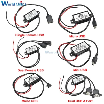 12V zu 5V 3A 15W DC-DC Step Down Buck Converter Netzteil Modul für Auto Männlich Weiblich USB Adapter Mini USB