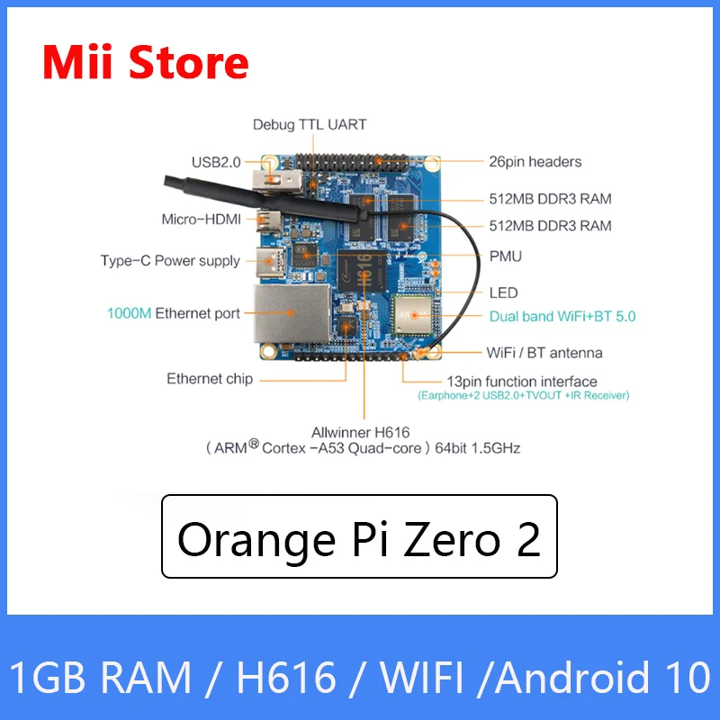 Orange Pi Zero 2 Entwicklungsboard 1GB RAM mit Allwinner H616 Chip – Bild 2