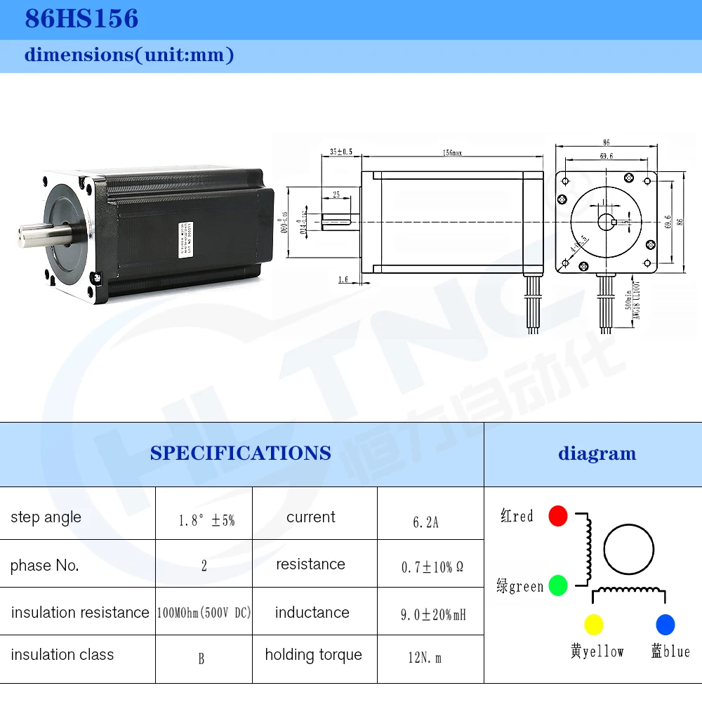 NEMA 34 Schrittmotor, hohes Drehmoment, 12,5 Nm (1700 Unzen Zoll), 6,2 – Bild 6