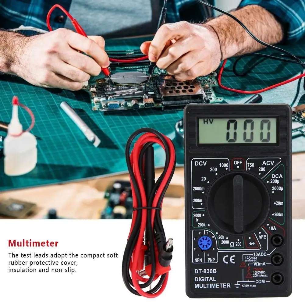 DT830B AC/DC LCD Digital Multimeter 750/1000V Voltmeter Amperemeter – Bild 5