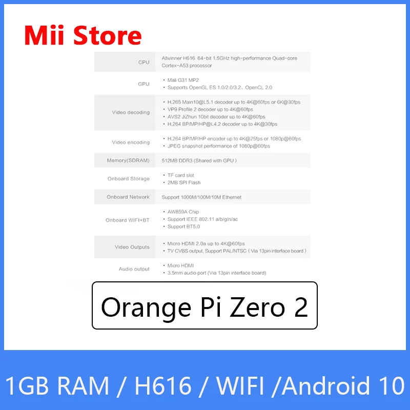 Orange Pi Zero 2 Entwicklungsboard 1GB RAM mit Allwinner H616 Chip – Bild 6