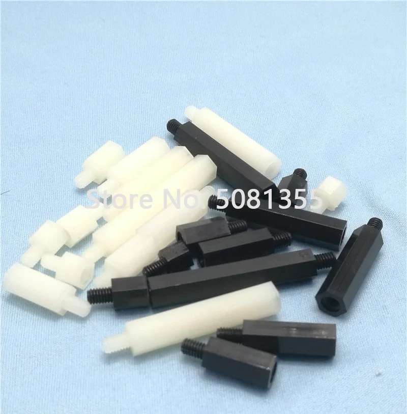 M2 M2,5 M3 M4 * L + 6mm Gewinde Weiß Schwarz Abstand (20 Stück) – Bild 2