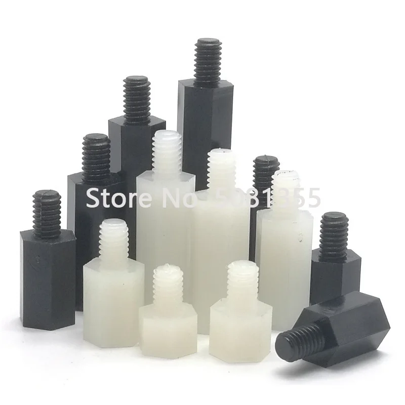 M2 M2,5 M3 M4 * L + 6mm Gewinde Weiß Schwarz Abstand Schraube kunststoff Für PCB Motherboard Feste (20 Stück)