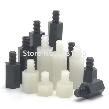 M2 M2,5 M3 M4 * L + 6mm Gewinde Weiß Schwarz Abstand Schraube kunststoff Für PCB Motherboard Feste (20 Stück)