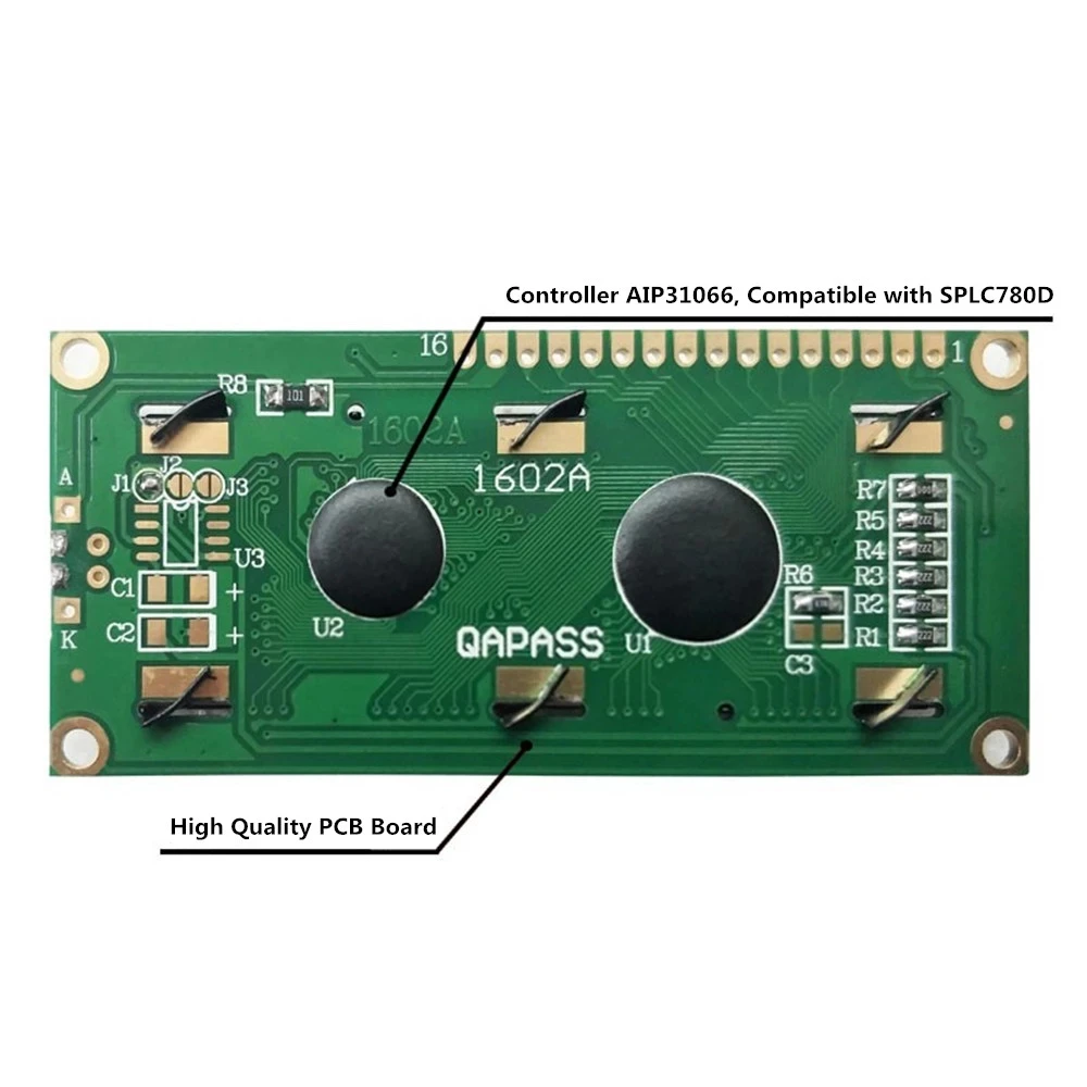 LCD1602 1602-Modul, blauer/grüner Bildschirm, IIC/I2C, 16 x 2 Zeichen – Bild 6