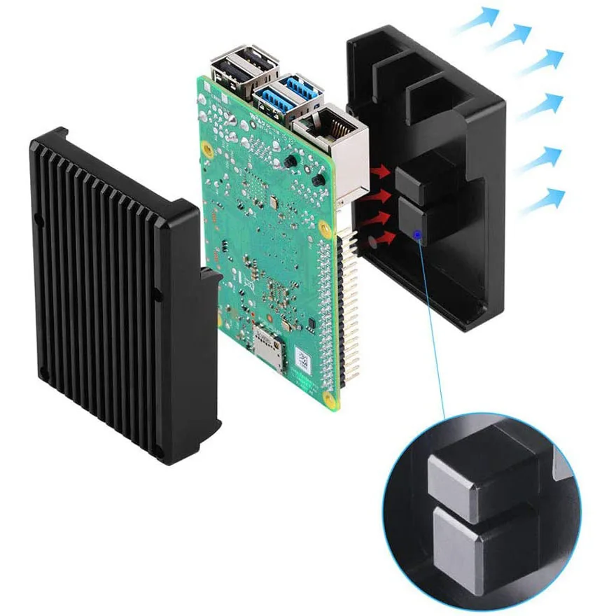Raspberry Pi 4 Modell B Passives Kühlpanzergehäuse, Gehäuse aus – Bild 2