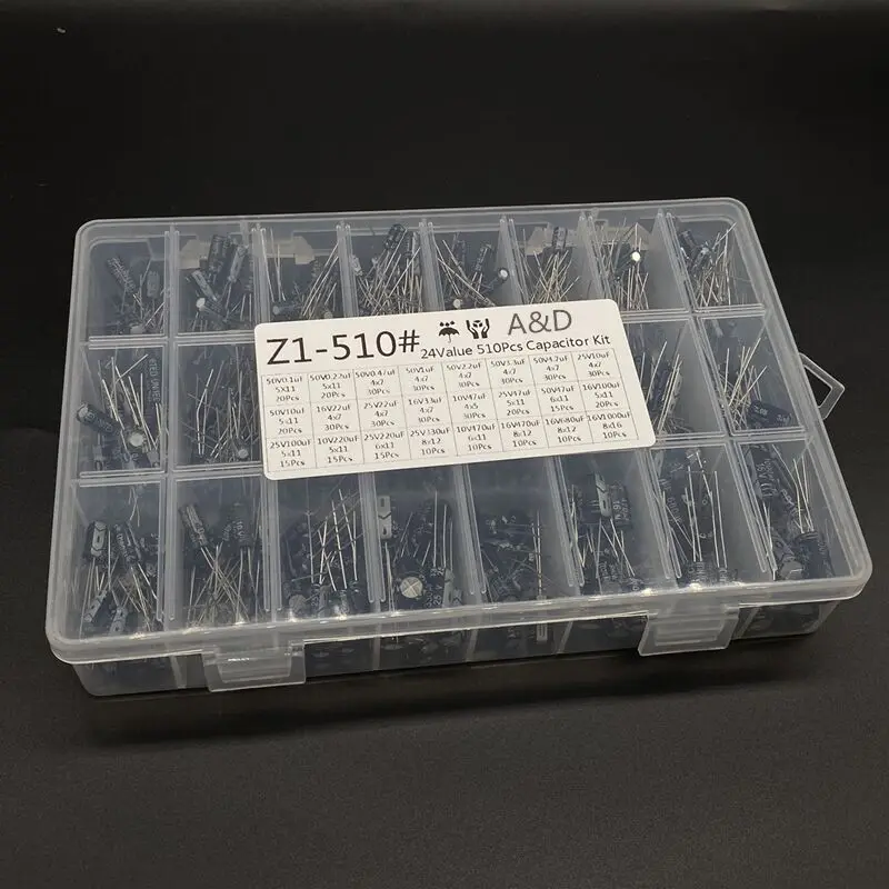 0,1 UF-1000UF 24 Werte Alu-elektrolytkondensatoren 16-50V (510 Stück) – Bild 2