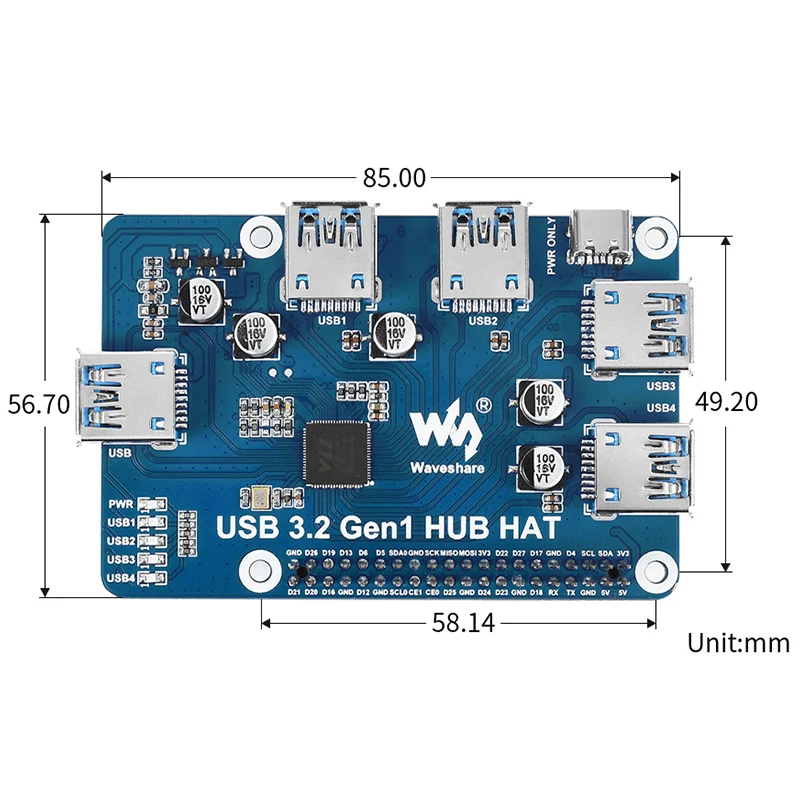 Raspberry Pi USB-Hub-Hut, USB-Erweiterungsplatine, 4 x USB-Anschluss – Bild 6