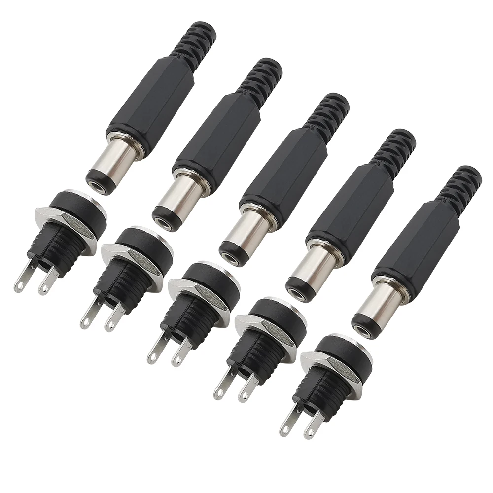 5,5x2,1mm DC Power Männlich Weiblich Buchse Adapter 12V 5,5*2,1mm DC Netzteil Stecker Jack schraube Mutter