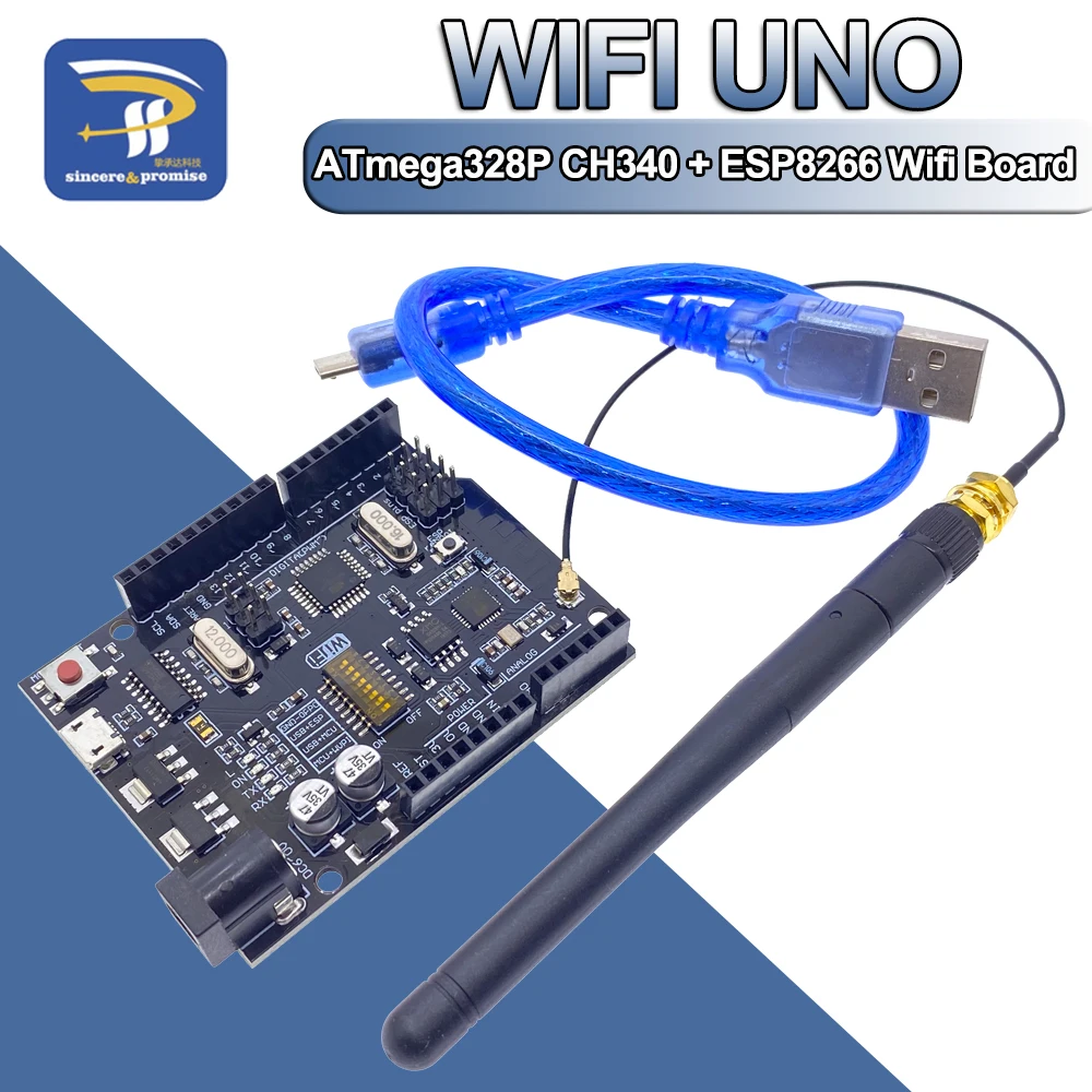 UNO + WiFi R3 ATmega328P + ESP8266 CH340 (32Mb speicher) 6V-9V USB-TTL CH340G Für Arduino NodeMCU WeMos Eine