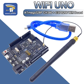 UNO + WiFi R3 ATmega328P + ESP8266 CH340 (32Mb speicher) 6V-9V USB-TTL CH340G Für Arduino NodeMCU WeMos Eine