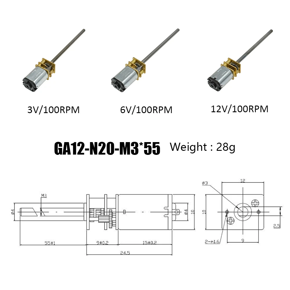 DC 3V/6V/12V N20 Mini Micro Metall Getriebe Motor DC Motoren Welle M3 – Bild 5