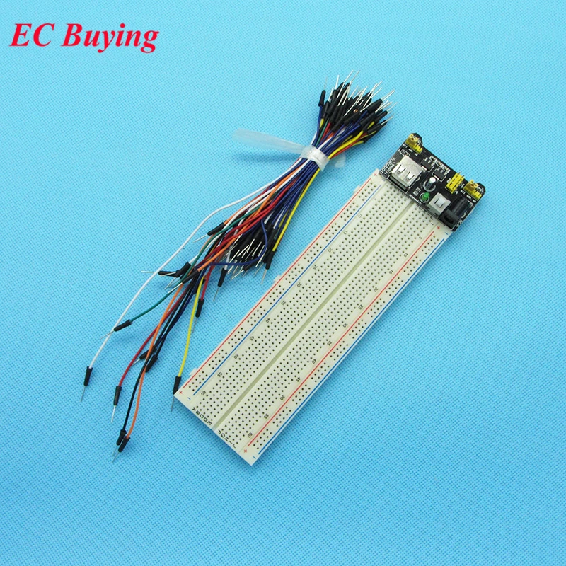 MB102 Steckbrett 3,3V/5V Netzteilmodul +MB-102 830-Punkt Lötfreies Prototyp-Steckbrett-Set +65 Flexible
