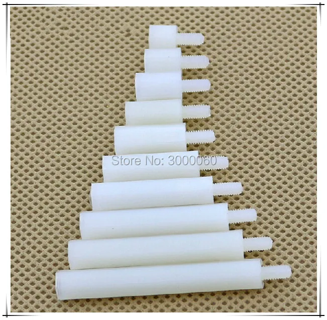 M2,5 * 5/6/8/10/12/15/18/20/25mm + 6mm Weiß Nylon Hexagon Männlich – Bild 6