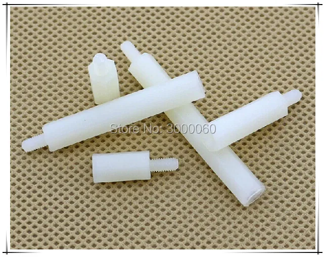 M2,5 * 5/6/8/10/12/15/18/20/25mm + 6mm Weiß Nylon Hexagon Männlich – Bild 4