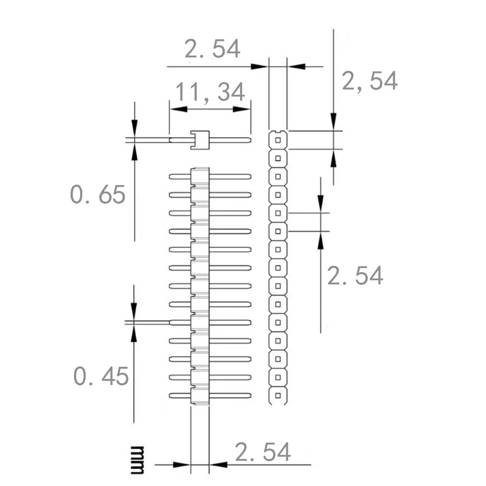 40 Pin 1x40 einreihige männliche und weibliche 2,54 (10 Stück) – Bild 4