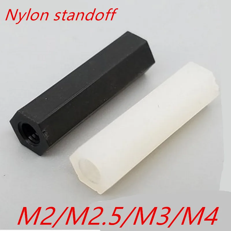 M2 M2.5 M3 500 Stück M4 Weiße oder Schwarze Sechskant-Nylon-Abstandshalter-Säulen mit Flachkopf (1000 Stück)
