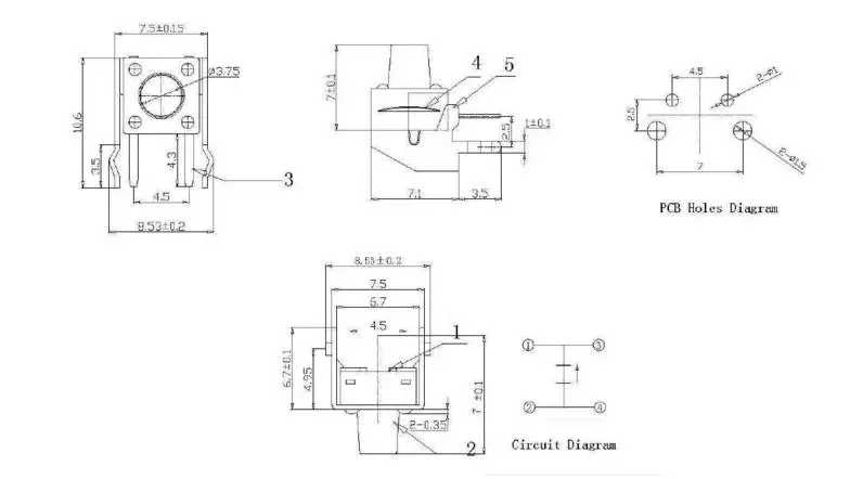 Taktschalter 6 x 9 mm, horizontal, mit Halterung, taktile (100 Stück) – Bild 3