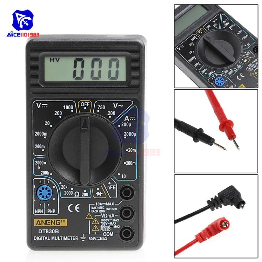 DT-830B LCD Digital Multimeter Elektrische AC DC Voltmeter Amperemeter Ohm Tester Oszilloskope Messung Analyse
