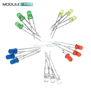 3MM LED GRÜN/WEIß/ROT/GELB/BLAU Farbe Licht Super Helle 3mm LED-Diode Licht Assorted Kit Diy (100 Stück)
