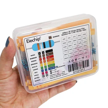 Metallschichtwiderstände 1 % Widerstand 1/4 W Durchgangsloch DIY-Elektronik-Kit 30 Wert * 20 Stück (600 Stück)