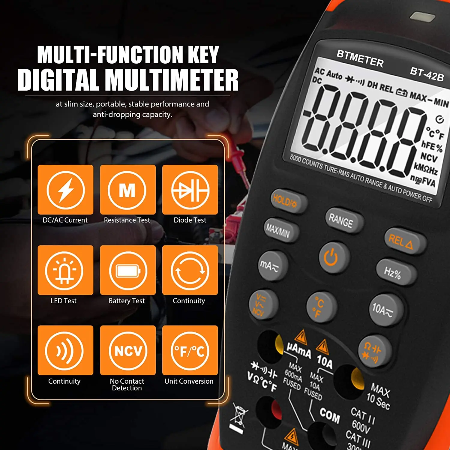 Digitales Multimeter 6000 Zähler Echteffektivwert Auto-Range-Tester AC – Bild 2