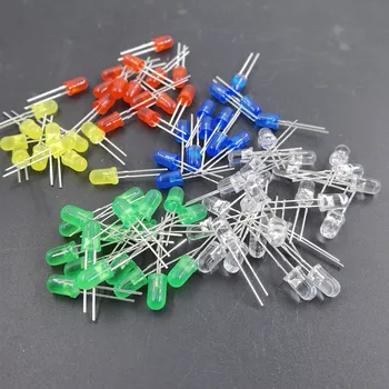 5 Farben F3 3MM Runde LED Sortiment Kit Ultra Helle Wasser Klar Grün/Gelb/Blau/weiß/Rot (100 Stück)
