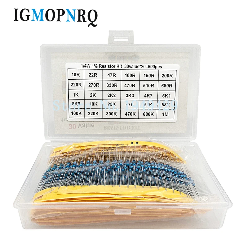 1/4W Metall Film Widerstand Kit box 1% Resistor Assorted (600 Stück) – Bild 4