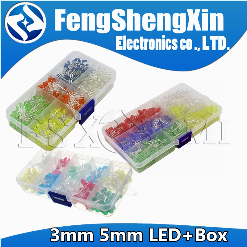 F3 F5 3MM 5MM Led Kit Mit Box Mixed Farbe Rot Grün Gelb Blau Weiß Licht Emittierende Diode sortiment