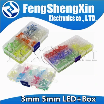 F3 F5 3MM 5MM Led Kit Mit Box Mixed Farbe Rot Grün Gelb Blau Weiß Licht Emittierende Diode sortiment