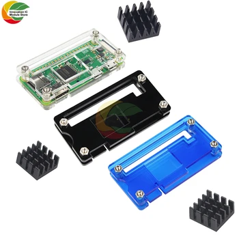 Raspberry Pi Zero W Acrylgehäuse, 3-Farben-Boxgehäuse + Kühlkörpertransformentes schwarz-blaues Acrylgehäuse