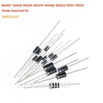 1N4007 1N4148 1N5819 1N5399 1N5408 1N5822 FR107 FR207 Diode Assorted Kit, Elektronische Komponenten Paket, 8