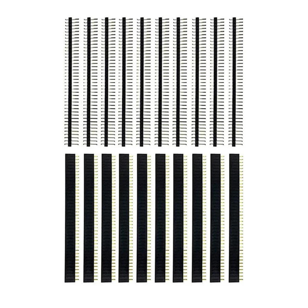 10 Paar 40-polige 1 x 40 einreihige männliche und weibliche 2,54 zerbrechliche Stiftleiste PCB (20 Stück)