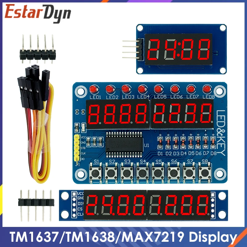 Tm1637 4 Bit/tm1638/max7219 8-Bit-Digital-LED-Anzeigemodul 7 Segment 0,36 Zoll Uhr rote Anoden röhre vier