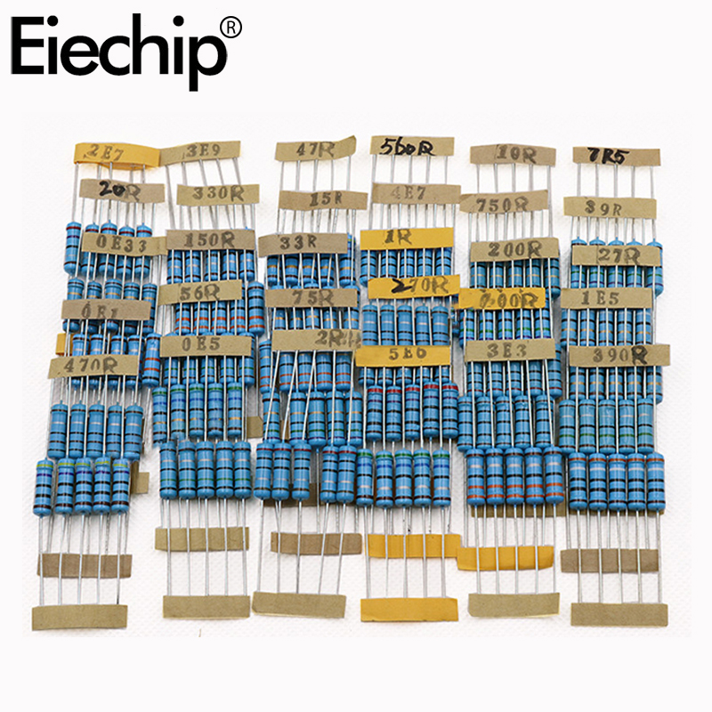 2 W Metall Film Widerstand 30 Wert sortiert widerstand pack set 0,1 R ~ 750R, 1 K ~ 820 K ohm diy (150 Stück)