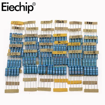 2 W Metall Film Widerstand 30 Wert sortiert widerstand pack set 0,1 R ~ 750R, 1 K ~ 820 K ohm diy (150 Stück)