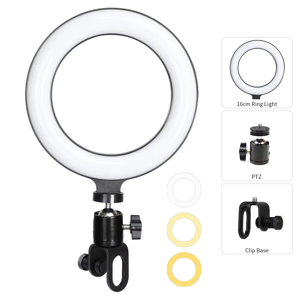 6,3 Zoll LED Ringlichter Runde Lampe Selfie Live-Streaming USB Desktop Clip für Youtube MacBook PC Laptop