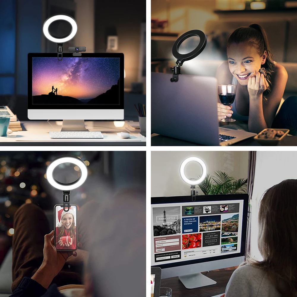 6,3 Zoll LED Ringlichter Runde Lampe Selfie Live-Streaming USB Desktop – Bild 3