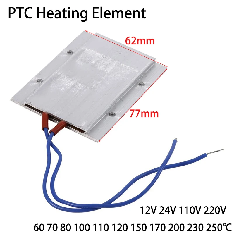 PTC Heizelement 12V 24V 110V 220V Konstante Temperatur Thermistor Luft Heizung Sensor Aluminium Haar Trockner