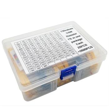130 Werte 1/4 W 0,25 W 1% Metall Film Widerstände Sortierte Pack Kit Set Lot Widerstände (2600 Stück)