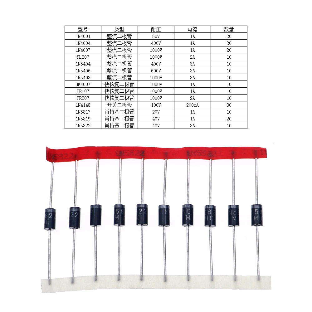Schnelle Schalt Schottky Diode Sortiert Kit 1N4001 1N4004 (200 Stück) – Bild 5