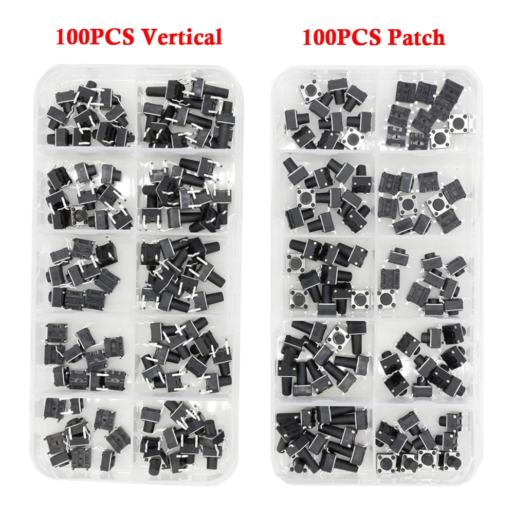10 Modelle 6*6 Taktschalter Taktile Druckschalter Kit Höhe: 4,1 5 ~ 12 MM DIP 4 P Mikroschalter (100 Stück)