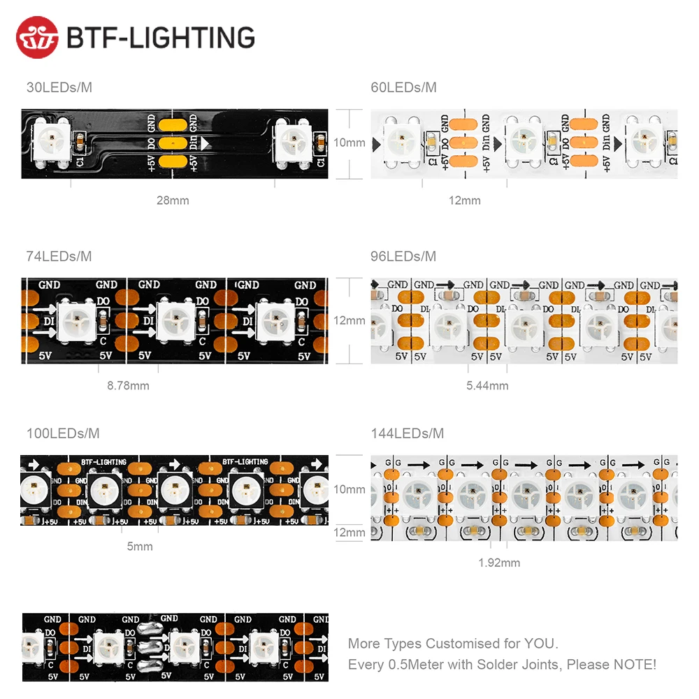 WS2812B LED-Leuchten DC5V WS2812 RGB-LED-Streifenlicht, individuell – Bild 4