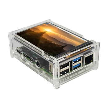 Raspberry Pi 4 Touchscreen 3,5-Zoll-Display 480 * 320 TFT-LCD-Monitor mit Acrylgehäuse für Raspberry Pi 4